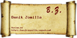 Benik Zomilla névjegykártya